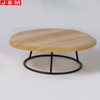 Customized Color And Size Coffee Table Metal Leg Buff Veneer Top Tea Table