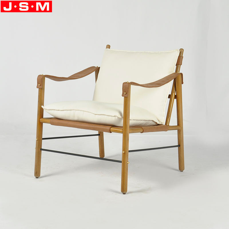Modern Comfortable Lounge Terrace Living Room Upholstered Wood Armchairs