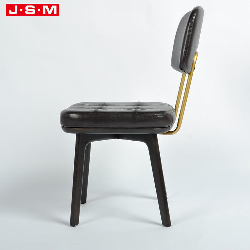 High Quality Furniture Dining Room Black Leather Upholstered Metal Dining Chairs