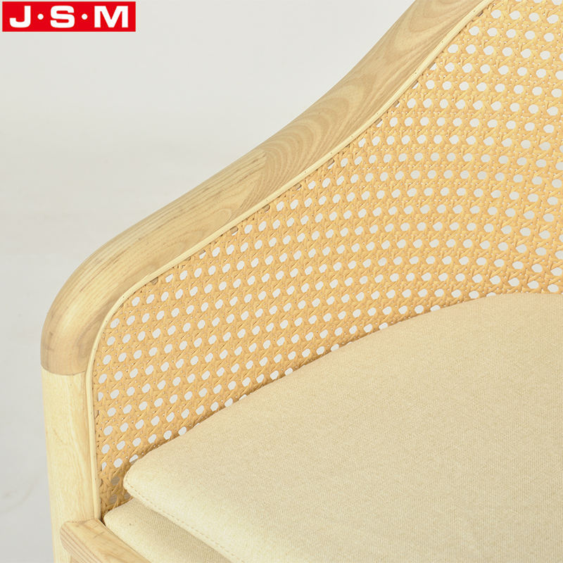 Elegant Modern Plastic Rattan Back Outdoor Wooden Cushion Seat Dining Room Chairs