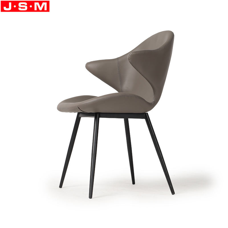 Unique Accent Luxury Leather Metal Legs Dining Room Study Room Dining Chair