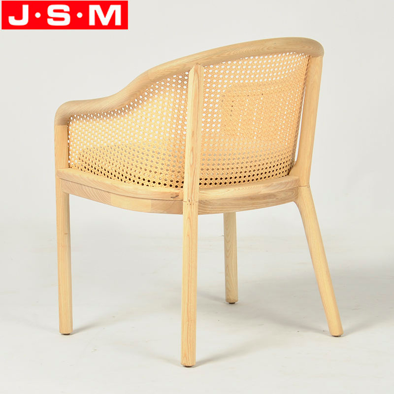 Elegant Modern Plastic Rattan Back Outdoor Wooden Cushion Seat Dining Room Chairs