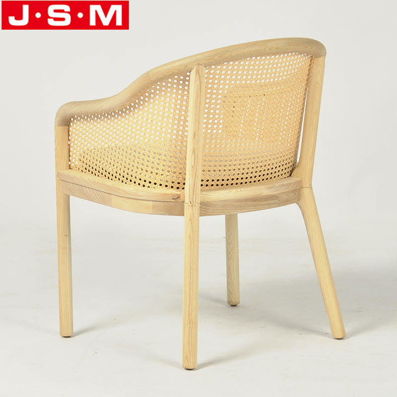 Elegant Modern Plastic Rattan Back Outdoor Wooden Cushion Seat Dining Room Chairs