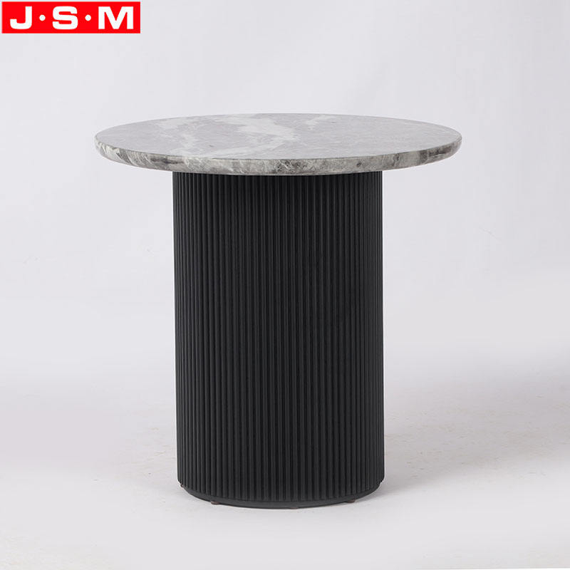 Round Bedside End Drink Side Tea Coffee Table Black Marble Top Side Table