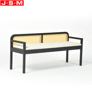 Plastic Rattan Back Chair Cushion Seat Long Benches Chair With Arm