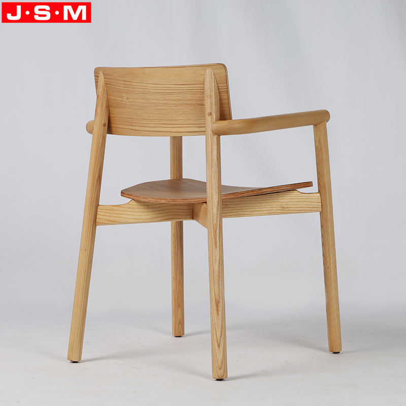 Wooden Outdoor Dining Chair Ash Timber Living Room Restaurant Chairs With Veneer Back
