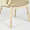 Wooden Solid Color Fabric Low Back Garden Arm Chair Dining Chair