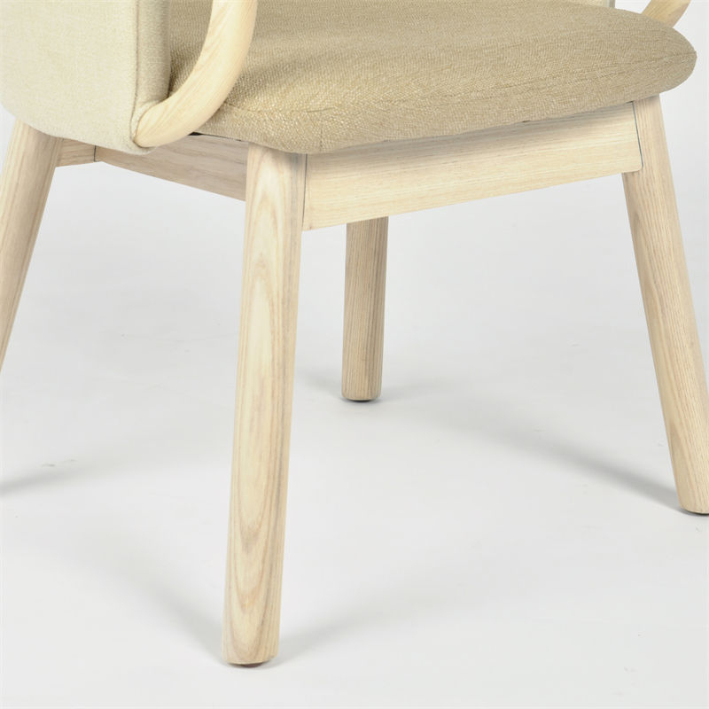 Wooden Solid Color Fabric Low Back Garden Arm Chair Dining Chair