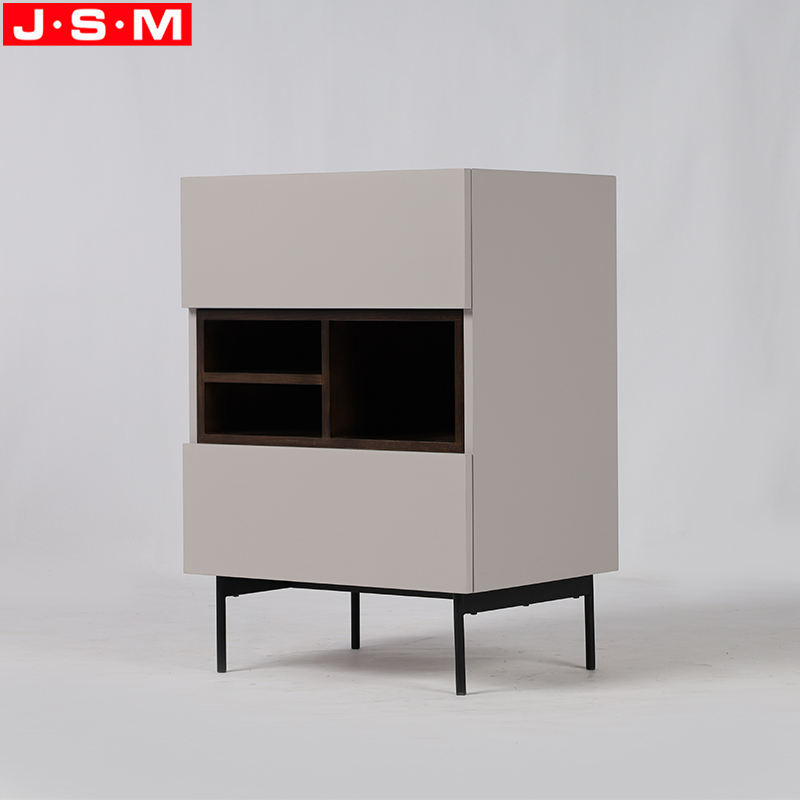 Metal Base Living Room Wood Cabinet Furniture Modern Cabinet With 2 Drawers