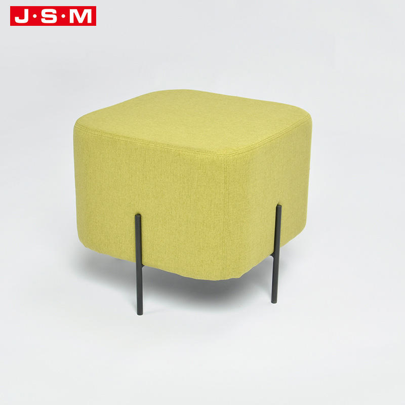 Living Room Square Fabric Storage Lounge Chair Pouf Storage Bench Metal Base Ottoman Stool