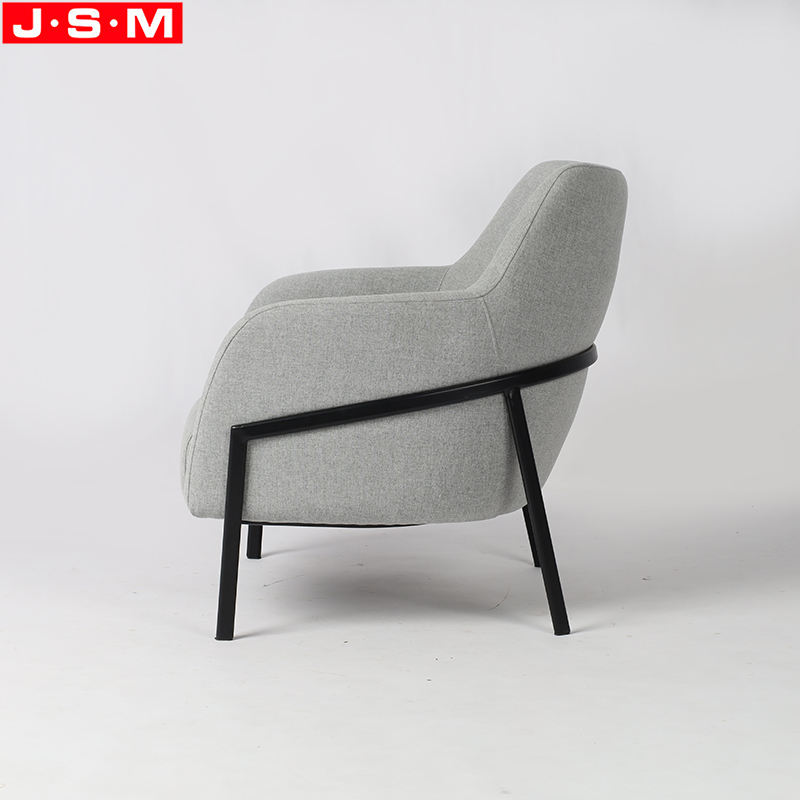 Gray Simple Wooden Comfortable Accent Metal Frame Fabric Armchair