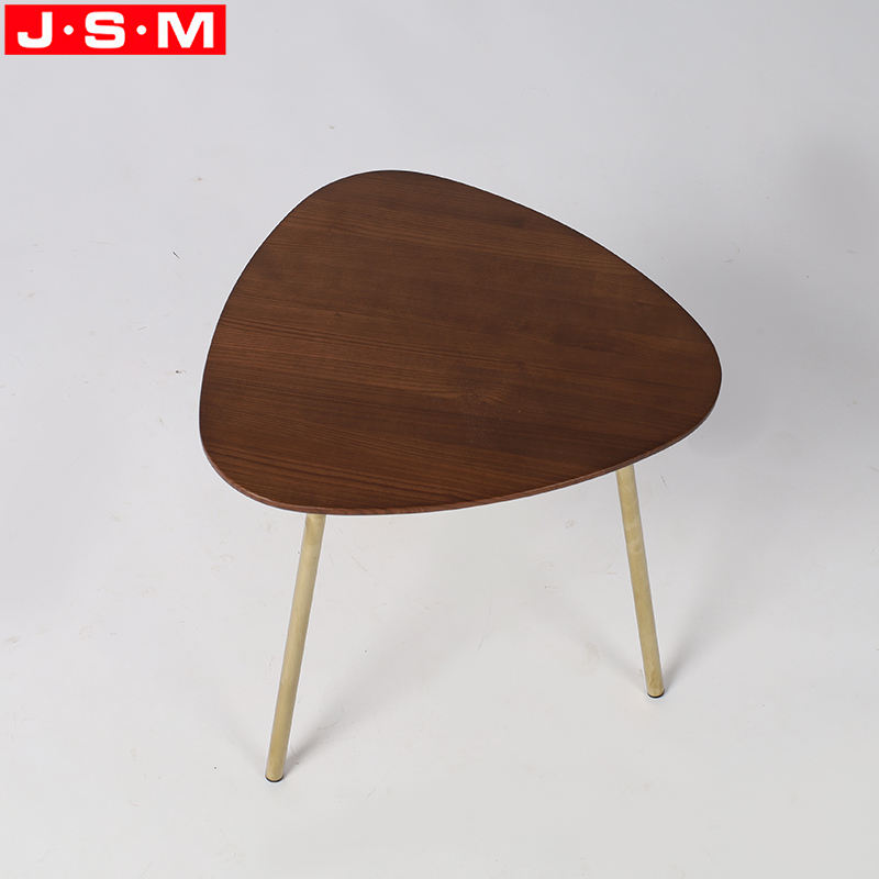 Timber Table Top Living Room Furniture Corner Table Beside Gold Metal Side Table