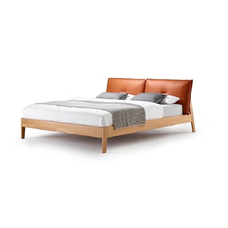 Modern Wooden Single Bed Luxury Solid Wood Bedroom Furniture King Size Bed