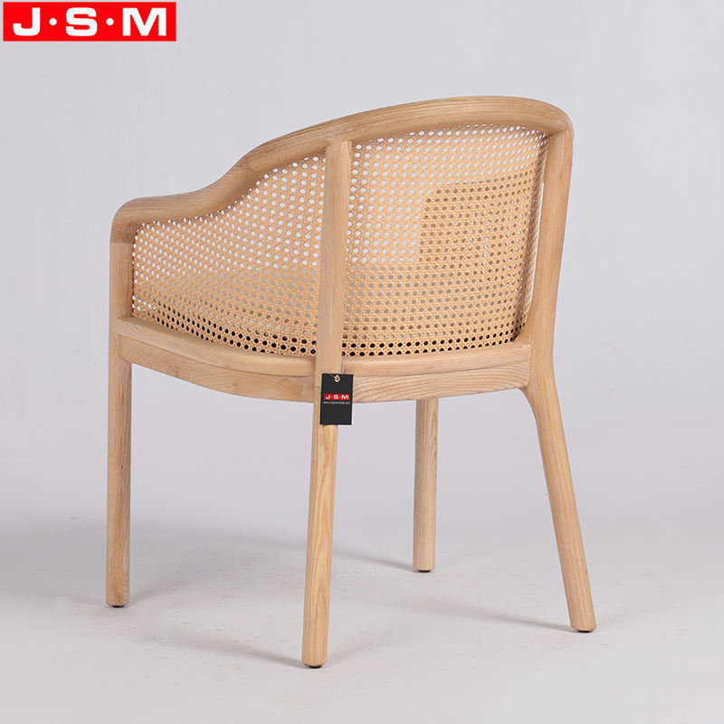 Hot Sell Customization Ash Wood Pvc Rattan Upholstery Seat Pad Dining Chair