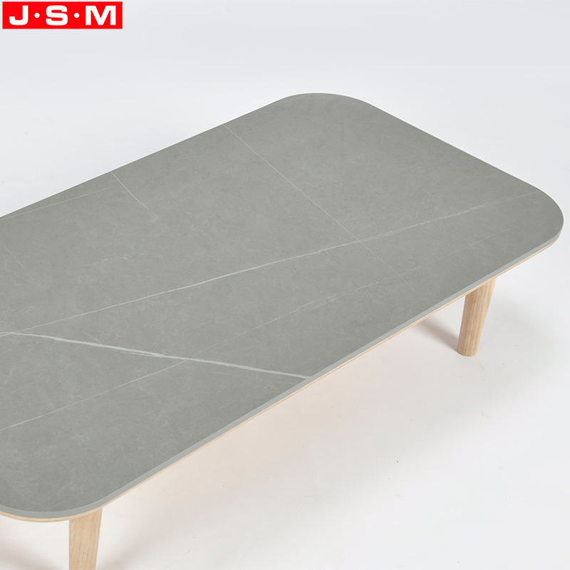 Gray Rock Slab Top Living Room Coffee Table Side Table Square Modern Tea Table