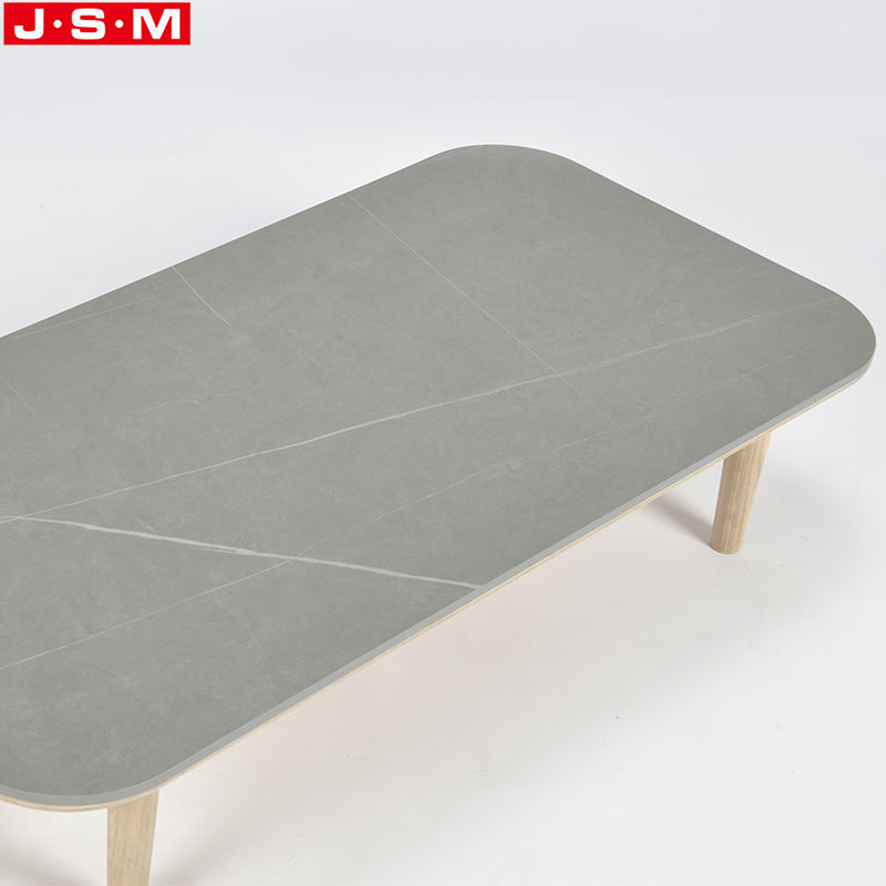 Gray Rock Slab Top Living Room Coffee Table Side Table Square Modern Tea Table