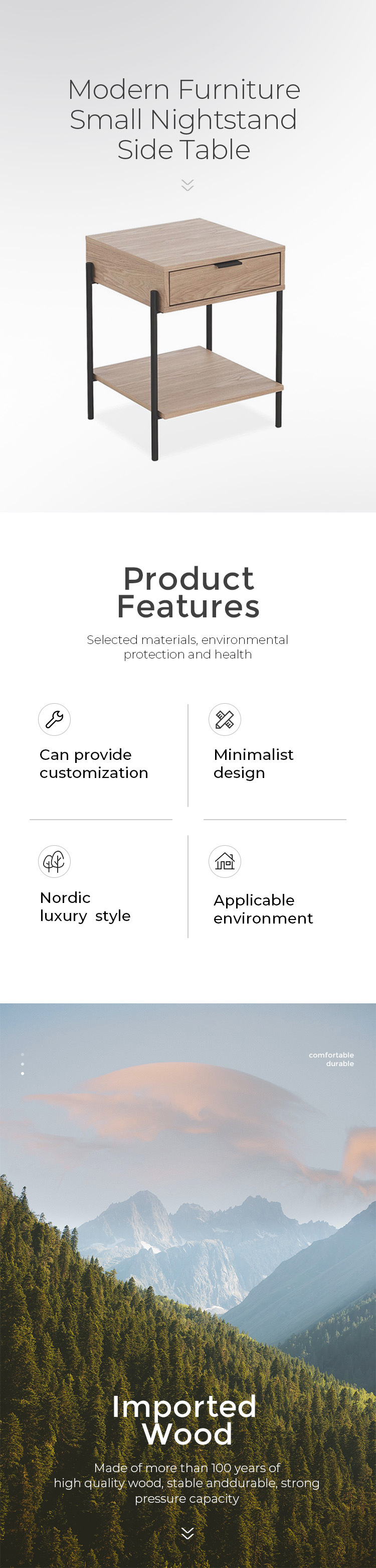 Bedside Cabinet Wooden