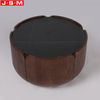 Luxury Living Room Stone Top Round Drum Shape Tea Table Coffee Table