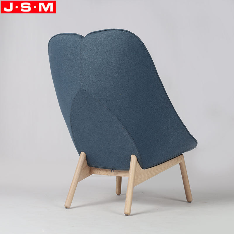Wooden Base Comfortable Molded Foam Leisure Chair Living Room High Back Armchair