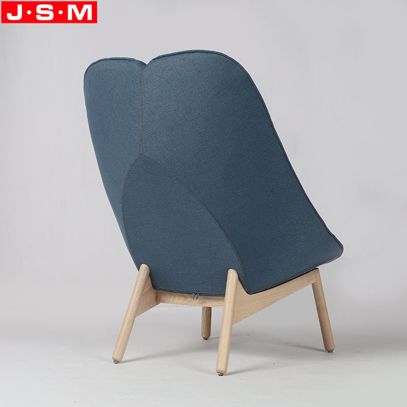 Wooden Base Comfortable Molded Foam Leisure Chair Living Room High Back Armchair