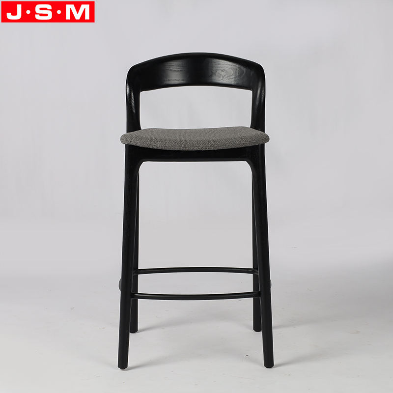 Custom Logo Cushion Fabric High Stool Wooden Bar Stool With High Back