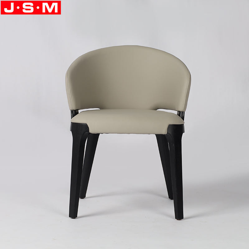 European Style Dining Leather Chair Home High Back Dining Chair With Wooden Legs