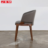 European Style Dining Leather Chair Home High Back Dining Chair With Wooden Legs