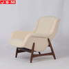 Nordic Living Room Sofa Chair White Fabric Solid Wood Frame Armchair