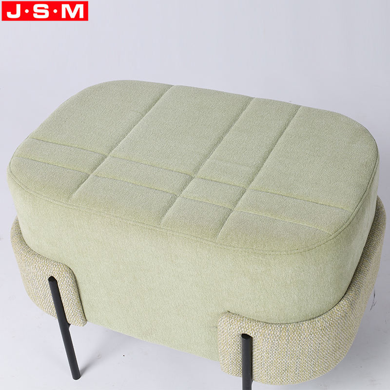 Oval Ottoman Stool Pouf Living Room Furniture Simple Home Metal Frame Ottoman