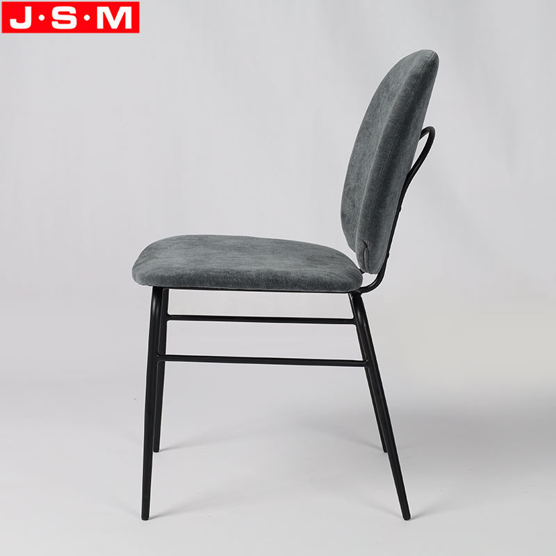 Gray Restaurant Metal Upholstered Modern Home Furniture Dining Chair With Cushion Seat