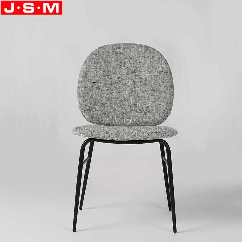 Gray Restaurant Metal Upholstered Modern Home Furniture Dining Chair With Cushion Seat
