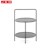 Nordic Minimalist Round Metal Legs Panel Wooden Coffee Table