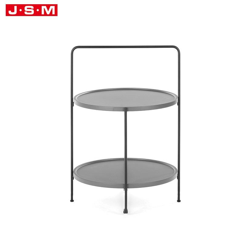 Nordic Minimalist Round Metal Legs Panel Wooden Coffee Table