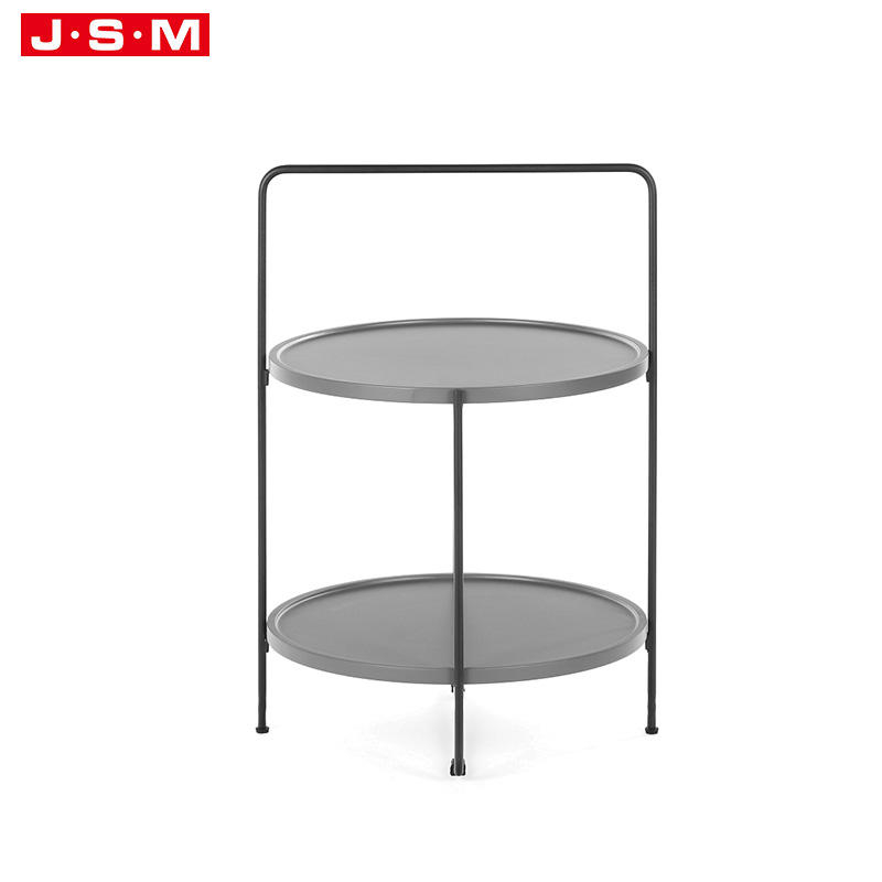 Hot Selling Modern Round Shape Double Deck Metal Frame Coffee Table