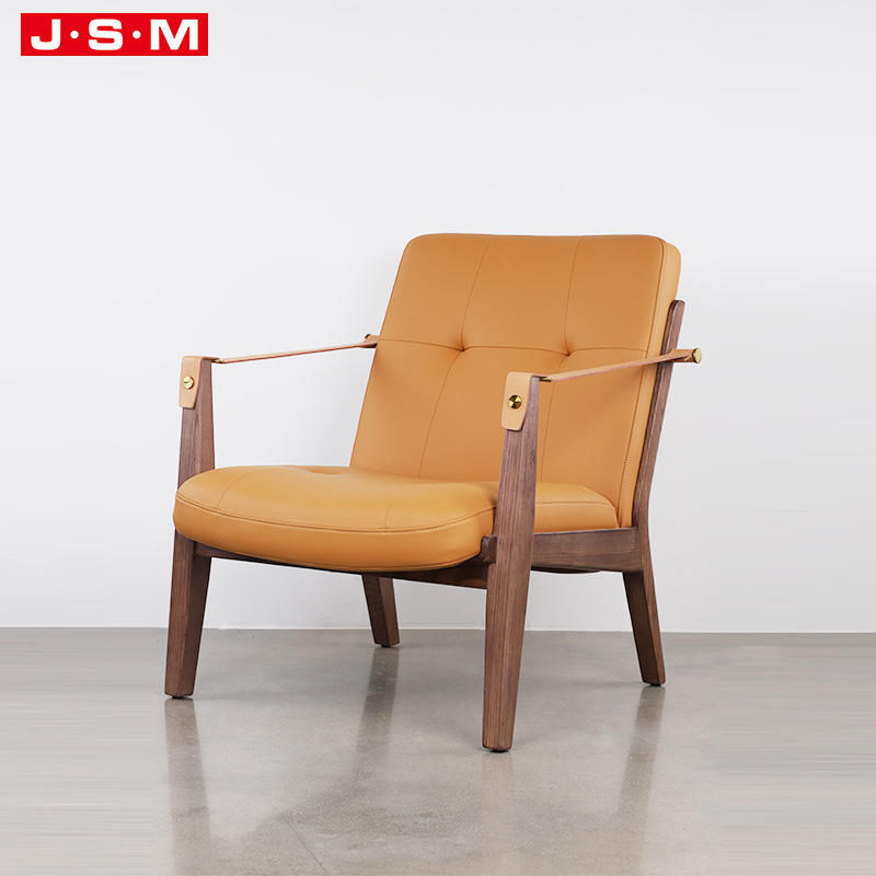Quality Products Orange Fabric Leisure Chair Solid Wood High Back Armchair