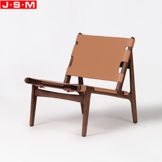 French Artificial Hard Leather Back Armchair Leisure Chair Ash Frame Armchair