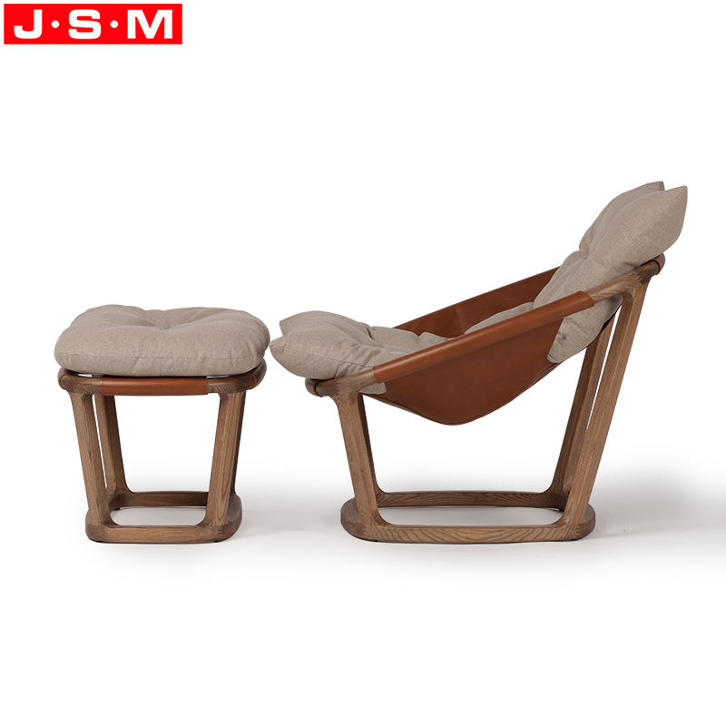 Balcony Furniture Single Seat Ottoman American Ash Fram Fabric Or Pu Upholstery Stool Ottoman