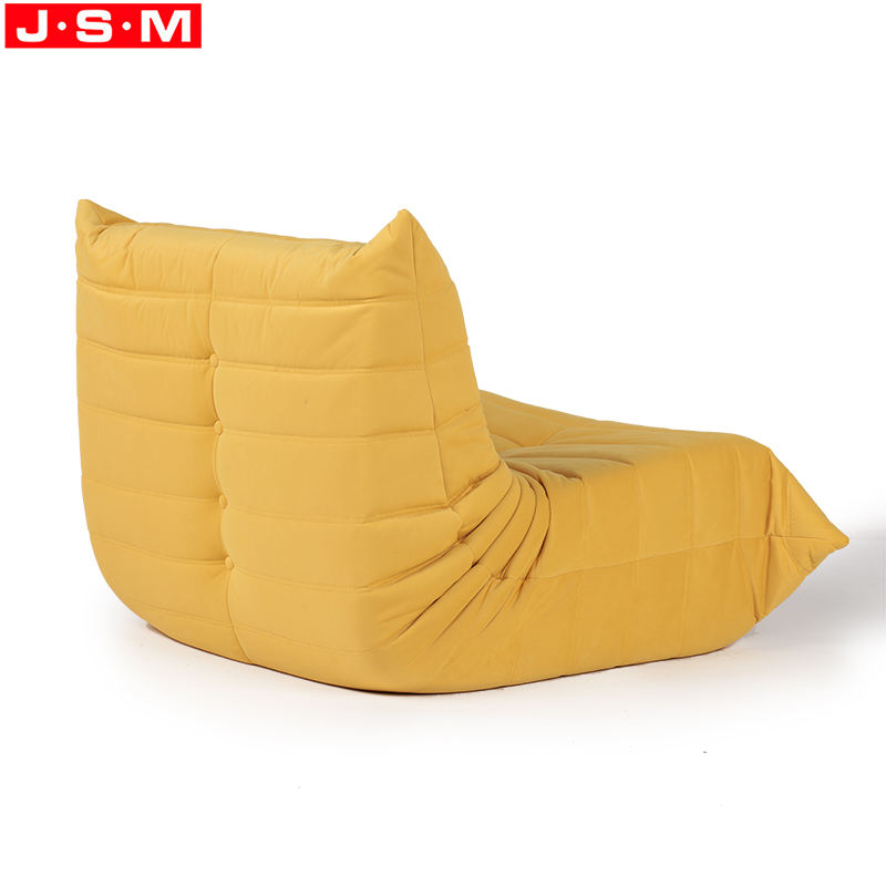 Living Room Yellow Floor Seating Sofa Chair Fabric Pleated Upholstery Comfortable Lazy Lounge Couch Sofa