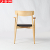 Cushion Seat Restaurant Ash Timber Dining Room Wooden Dining Chair With Armrest