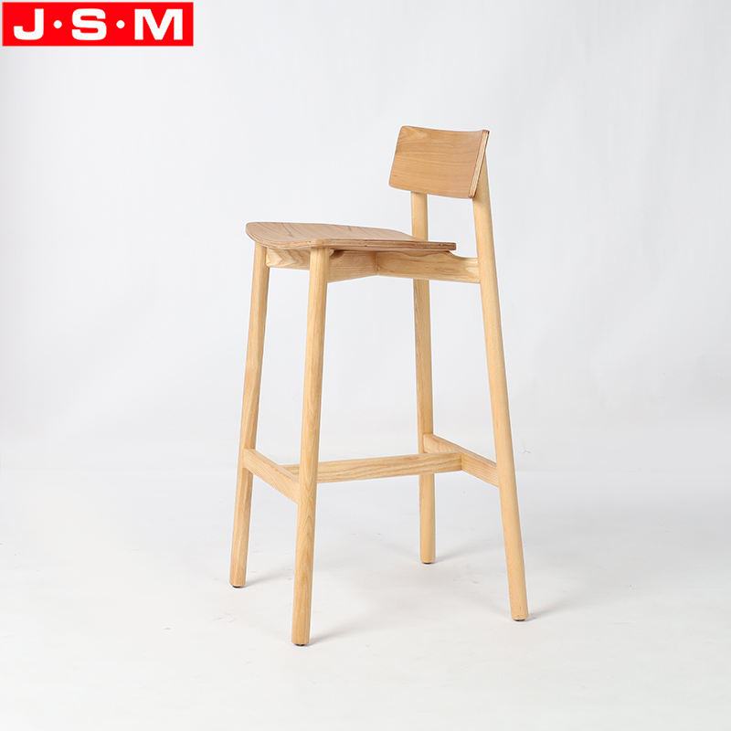 Commercial Furniture Restaurant Buff Ash Timber Wood High Back Bar Stools