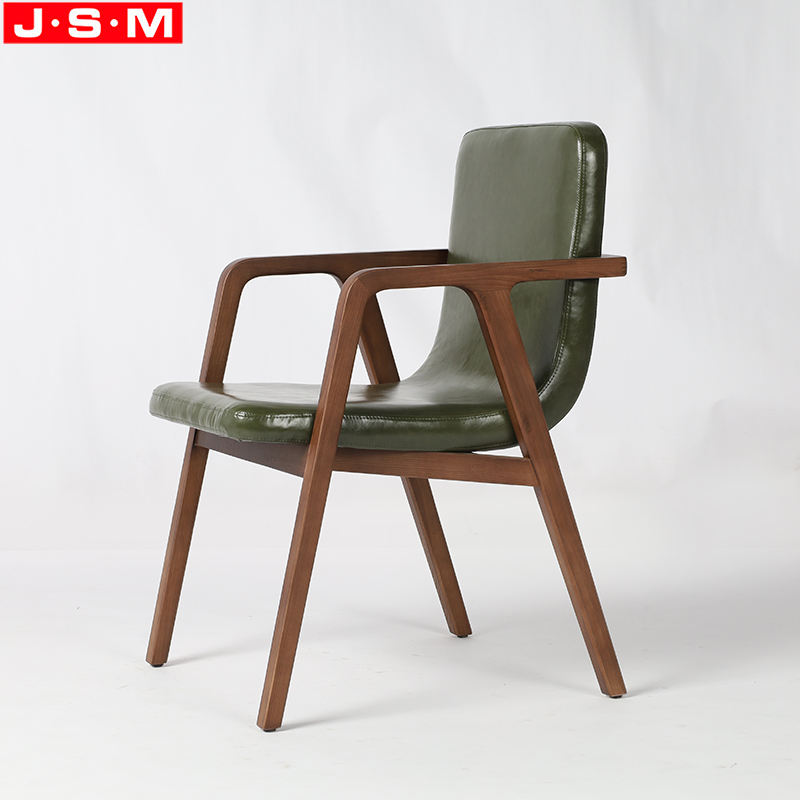 High Quality Armrest Restaurant Cafe Wooden Dining Chair With Cushion Seat