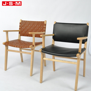 Modern Design Grey Fabric Upholstered Woven Belt Artificial Leather Dining Chair