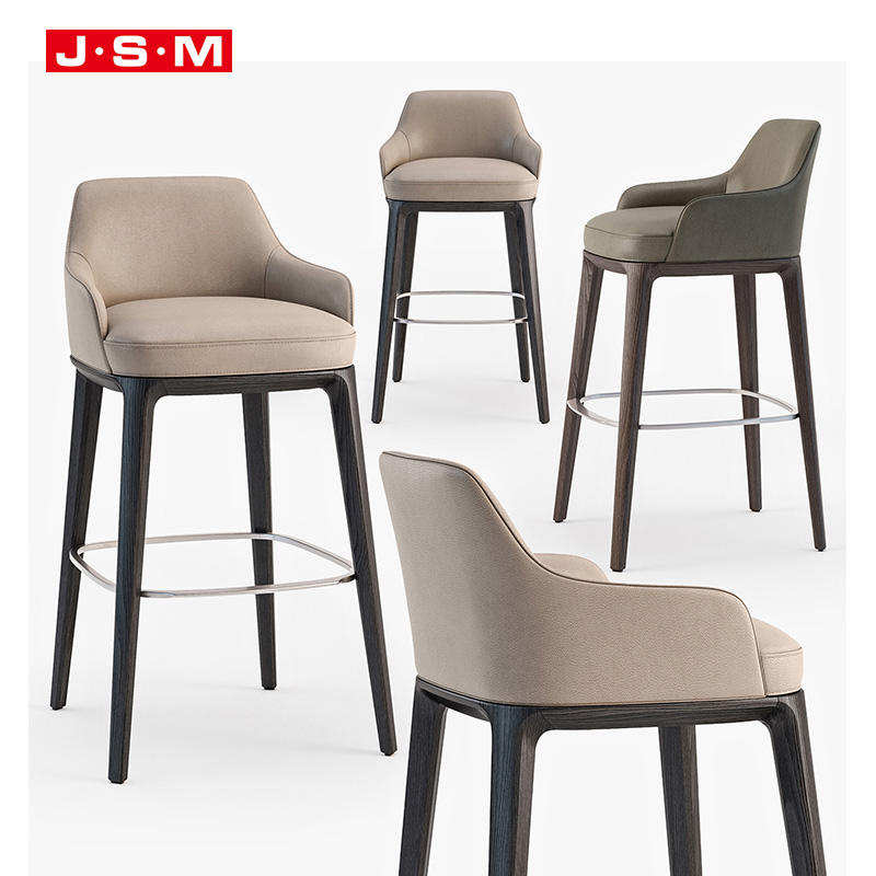 High Quality Nordic Vintage Unbacked Outdoor Wooden Frame Patio Padded Bar Chair