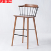 Nordic High Stool Bar Chair Furniture Antique Wooden Bar Stool Chair With Iron Backrest