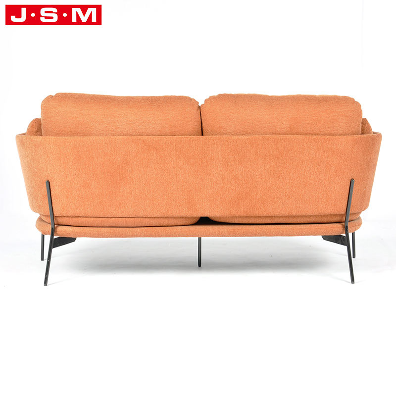 Luxury European Classic Tuffed Orange Modern Wooden Frame Royal Furniture Leather Sofa