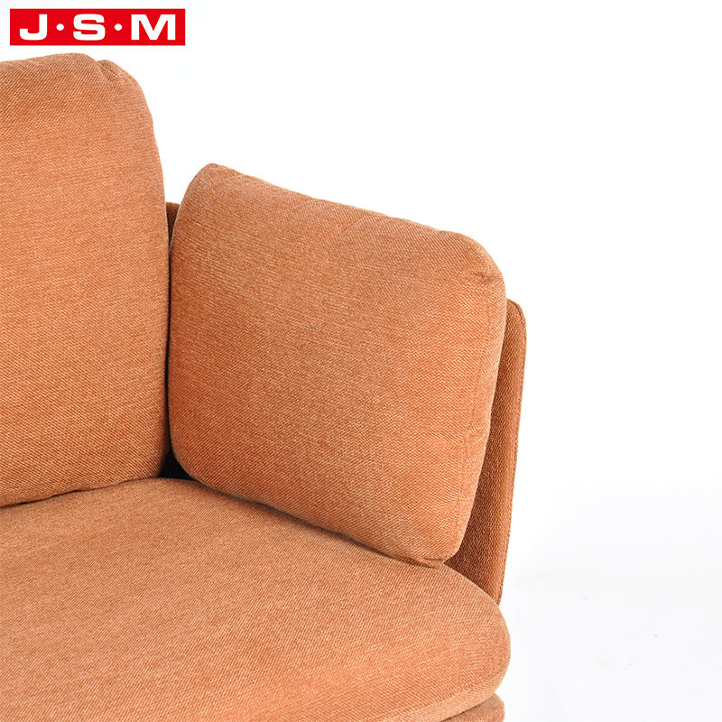 Luxury European Classic Tuffed Orange Modern Wooden Frame Royal Furniture Leather Sofa