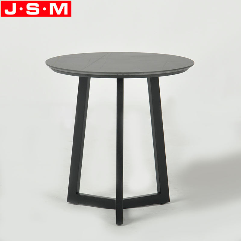 Leisure Facilities Rock Slab Table Top Ash Timber Base Black Round Living Room Coffee Tables