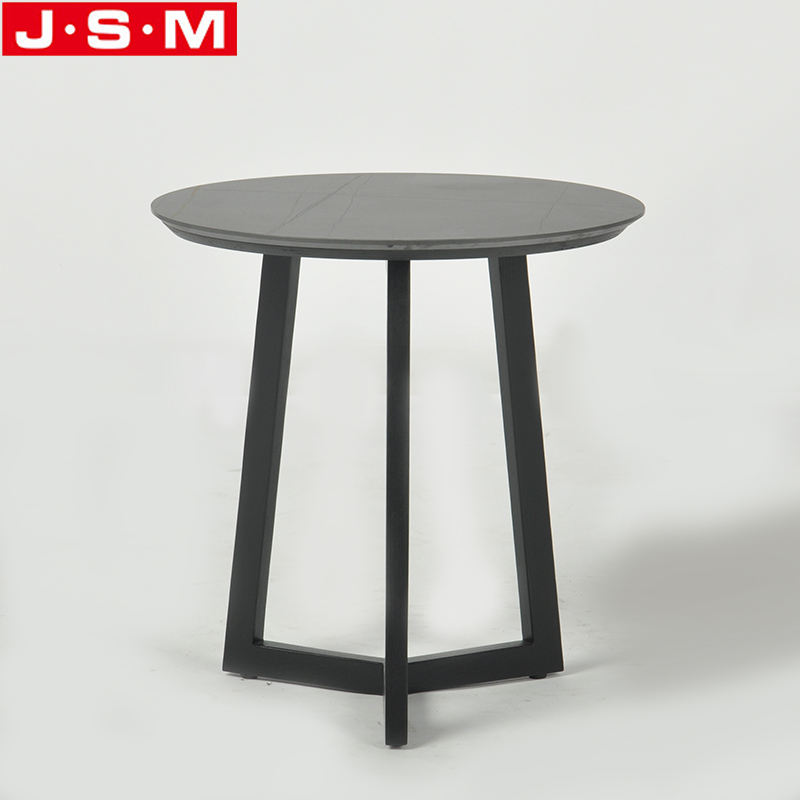 Leisure Facilities Rock Slab Table Top Ash Timber Base Black Round Living Room Coffee Tables