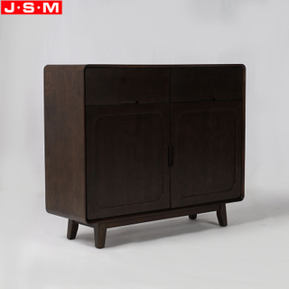 Custom Rustic Style Veneer Ash Timber Frame Wooden Brown Living Room Cabinet