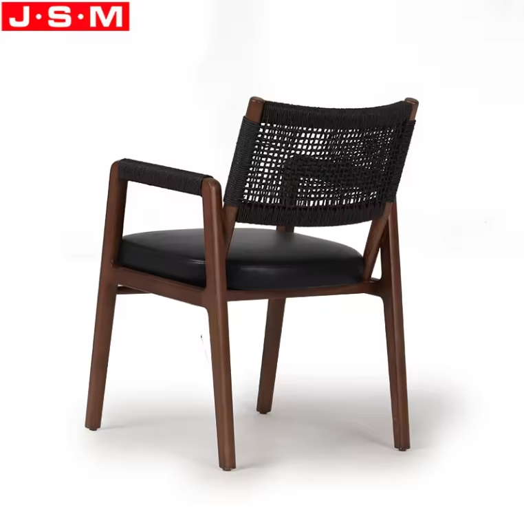 Hot Selling Luxury Quality Dinning Leather Cotton Rope Woven Back Dining Chair